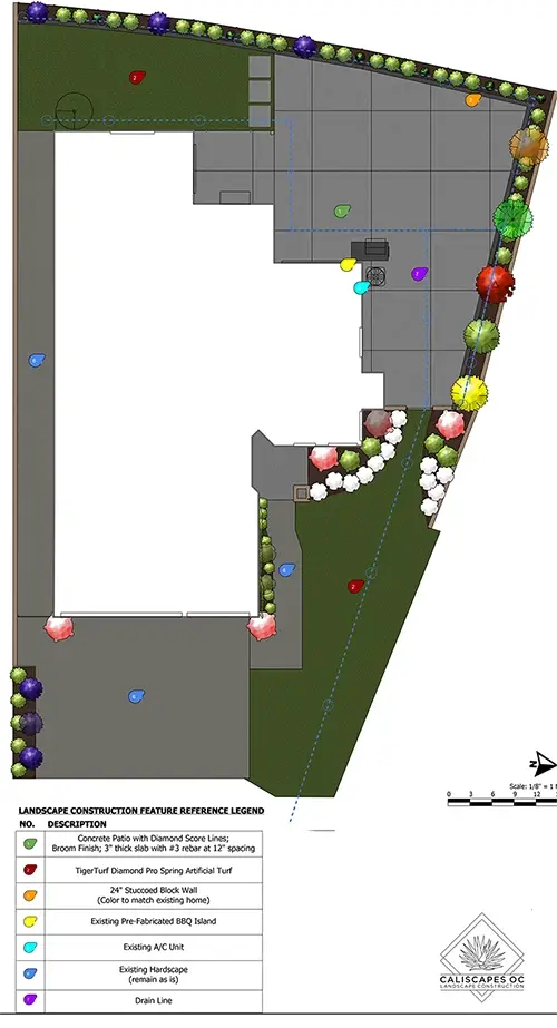 2D design of a backyard in California